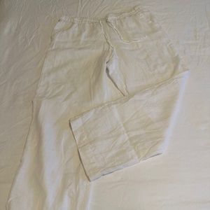 charter club white linen full length wide leg pant